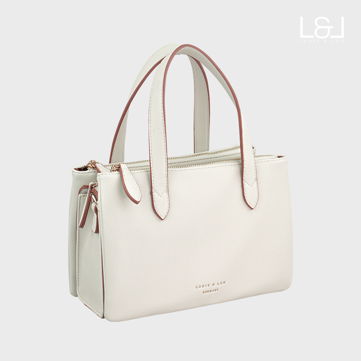 Handtasche Henkeltasche Hommage mit 3-Reißverschlussfächern von Louiz&Lou in beige - 2832-38