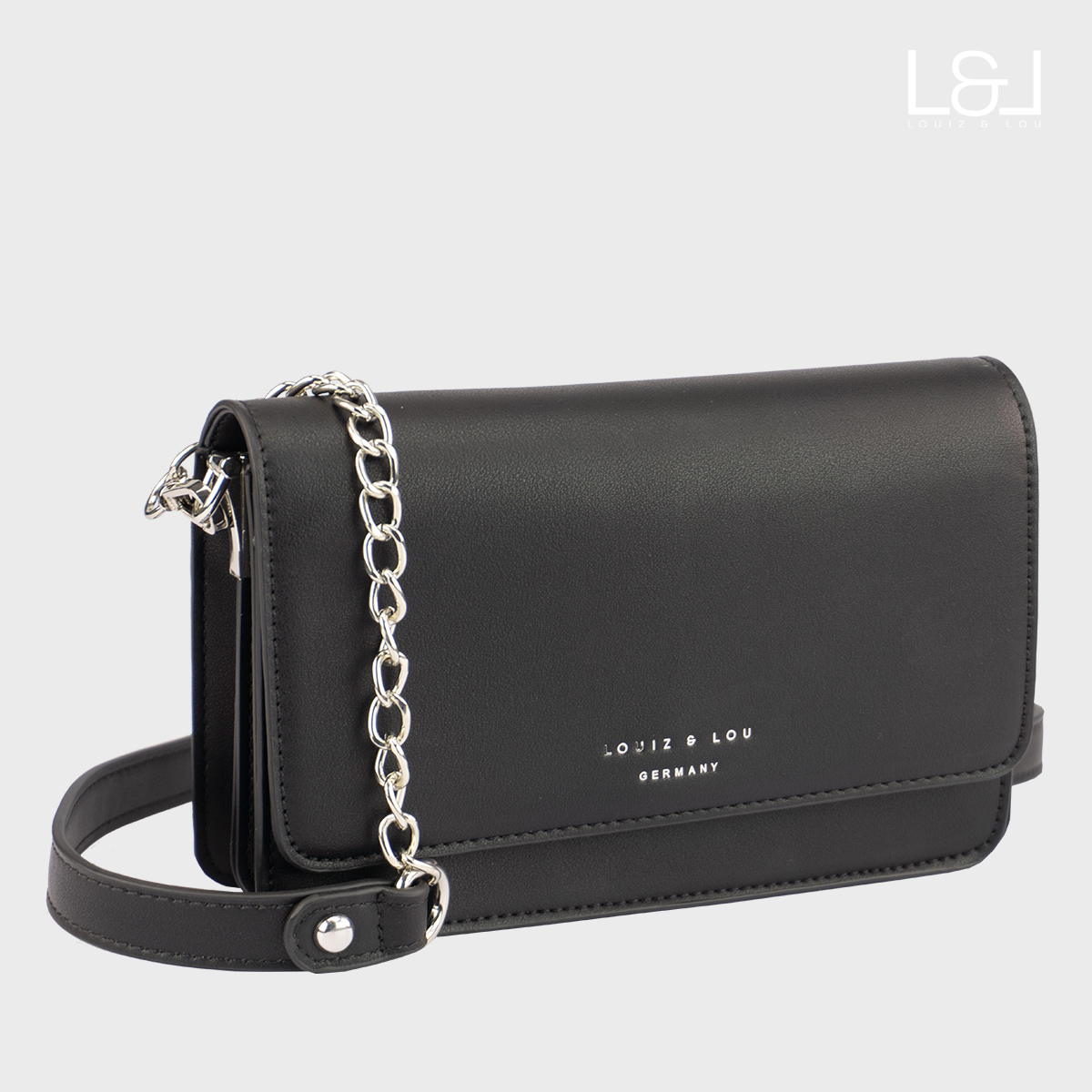 Überschlagtasche Abendtasche Clutch Lara von Louiz&Lou in schwarz - 2840-60