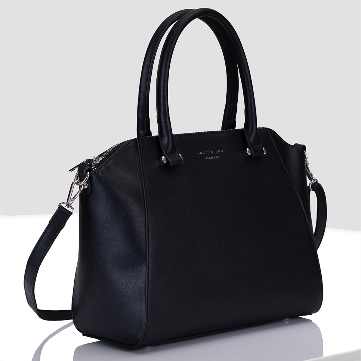 Handtasche Shopper Lara in Bowling Form von Louiz&Lou in schwarz - 2843-60
