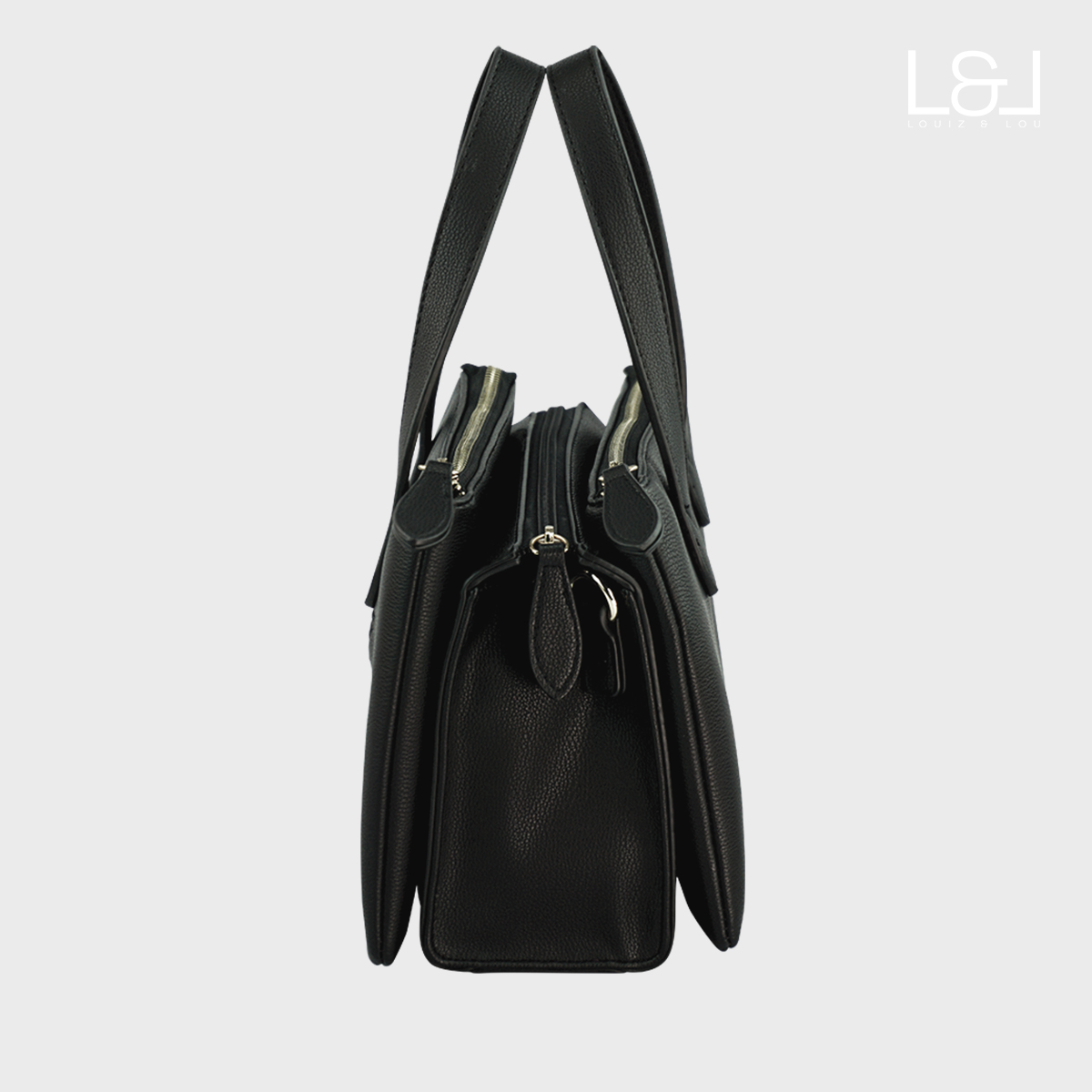 Handtasche Henkeltasche Hommage mit 3-Reißverschlussfächern von Louiz&Lou in schwarz - 2832-60