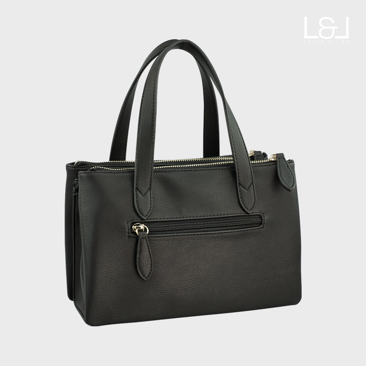Handtasche Henkeltasche Hommage mit 3-Reißverschlussfächern von Louiz&Lou in schwarz - 2832-60