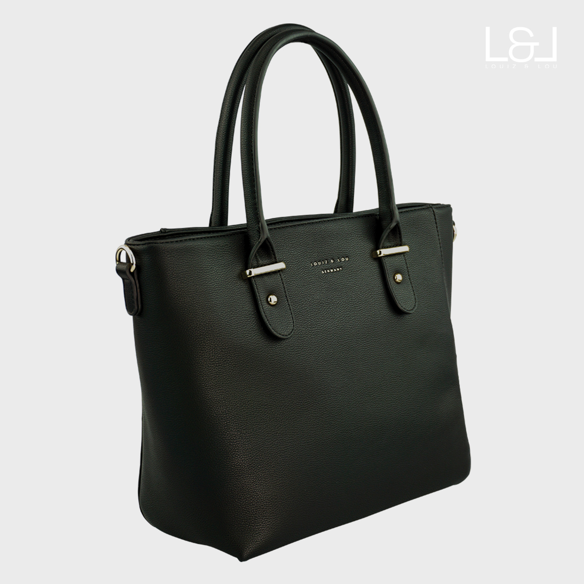 eleganter Shopper Handtasche Hommage von Louiz&Lou mit Reißverschlussmittelwand schwarz - 2833-60