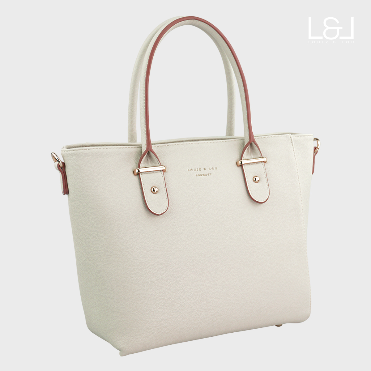 eleganter Shopper Handtasche Hommage von Louiz&Lou mit Reißverschlussmittelwand in beige - 2833-38