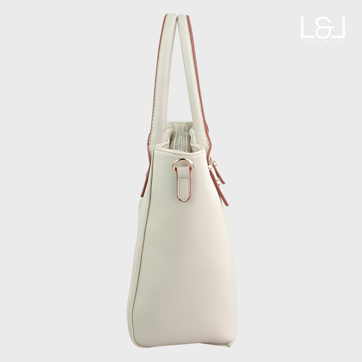 eleganter Shopper Handtasche Hommage von Louiz&Lou mit Reißverschlussmittelwand in beige - 2833-38