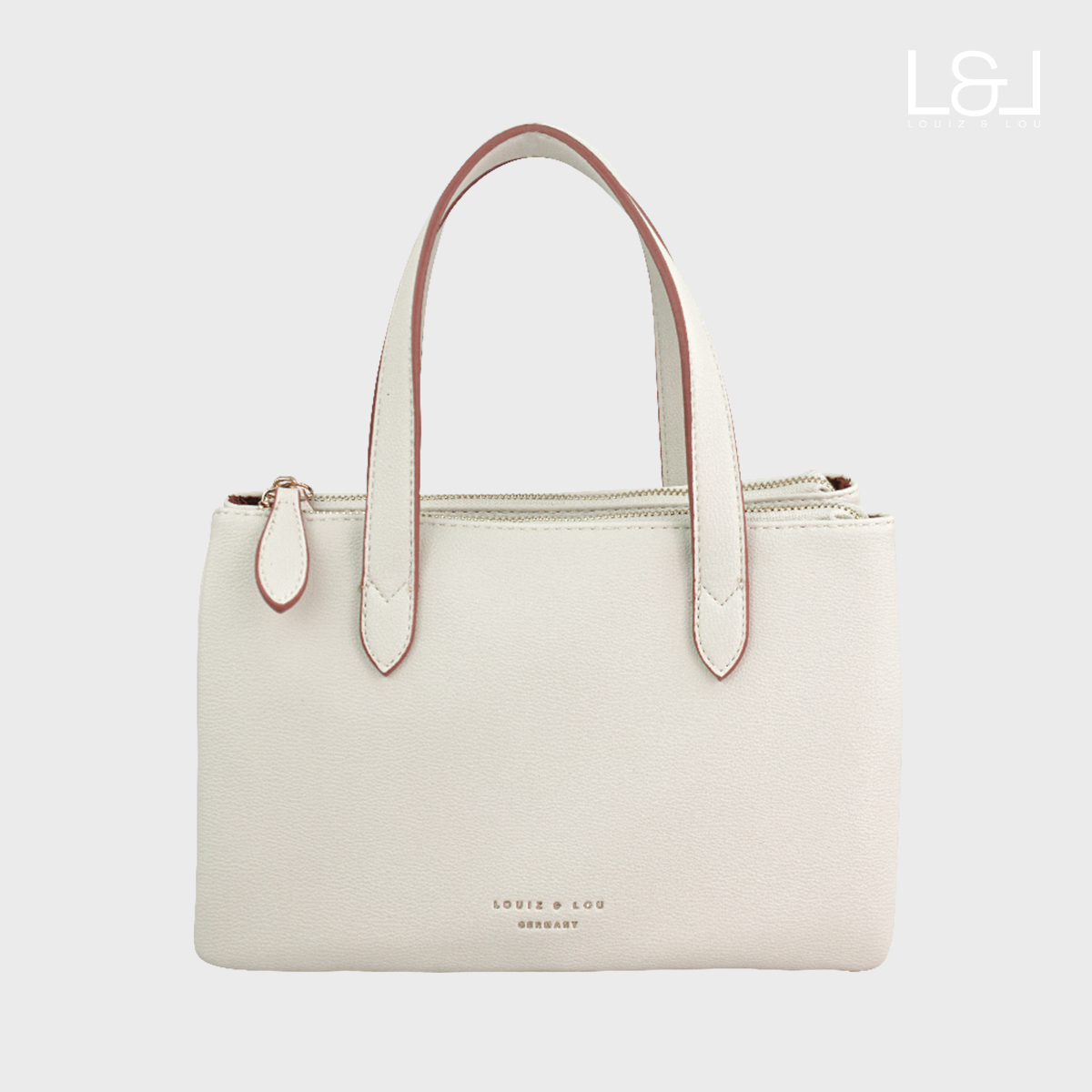 Handtasche Henkeltasche Hommage mit 3-Reißverschlussfächern von Louiz&Lou in beige - 2832-38