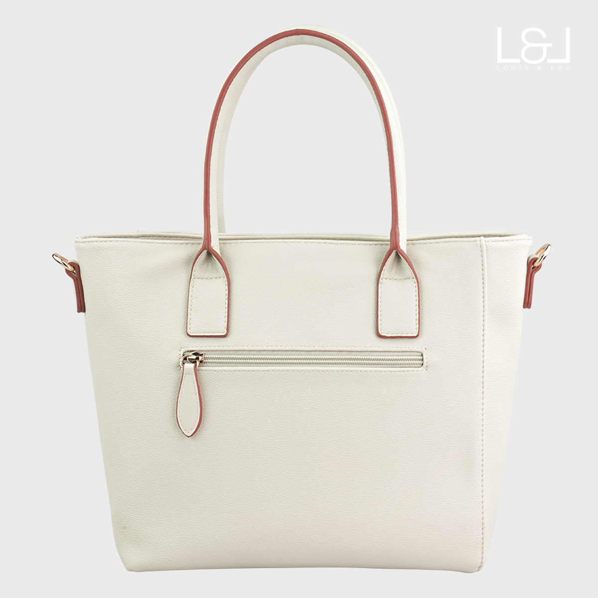 eleganter Shopper Handtasche Hommage von Louiz&Lou mit Reißverschlussmittelwand in beige - 2833-38