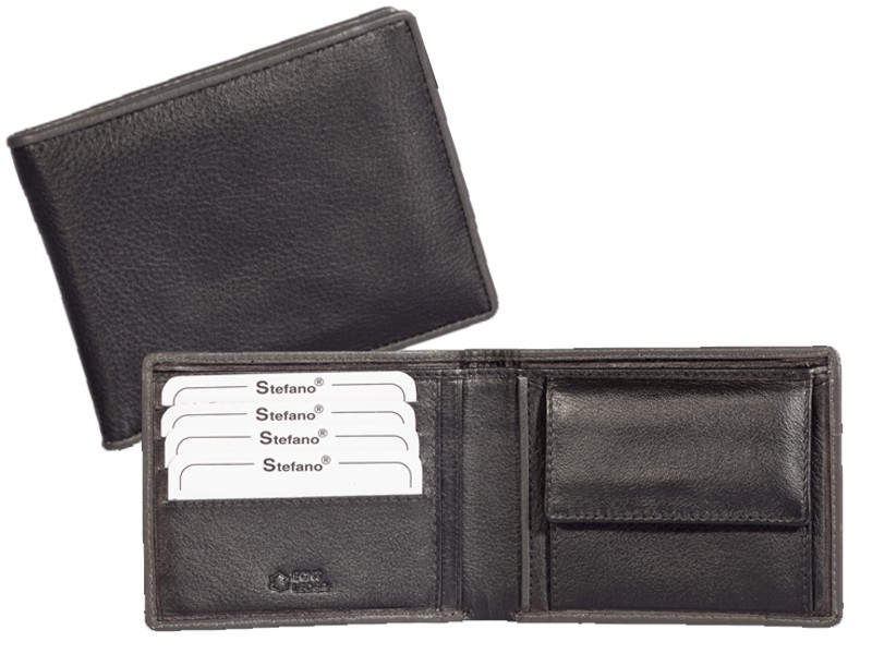 Scheintasche Leder von Stefano mit RFID in schwarz/grau - 361-RFID-60