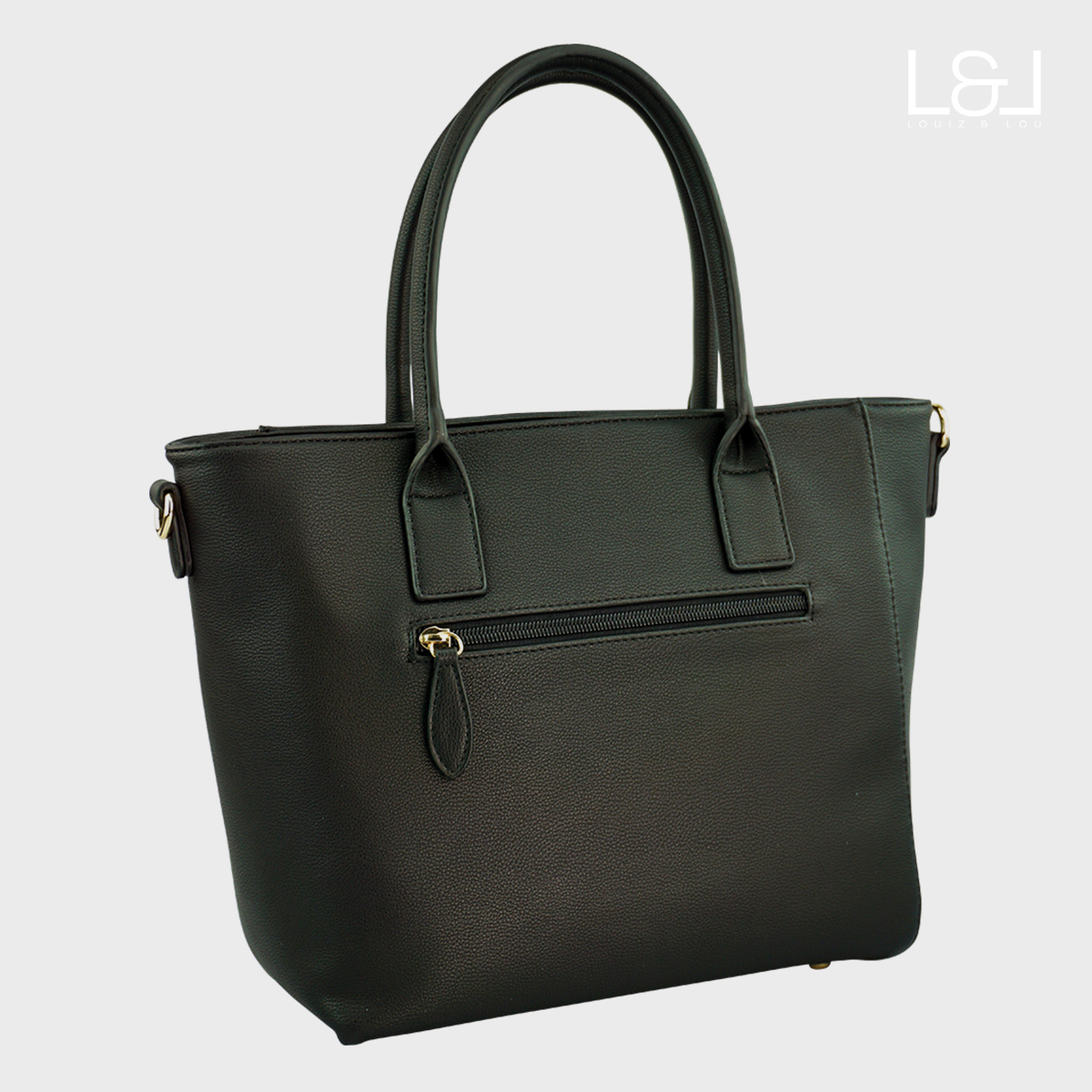 eleganter Shopper Handtasche Hommage von Louiz&Lou mit Reißverschlussmittelwand schwarz - 2833-60
