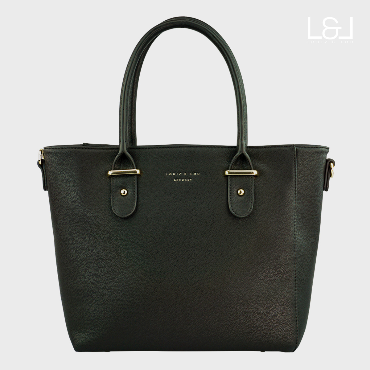 eleganter Shopper Handtasche Hommage von Louiz&Lou mit Reißverschlussmittelwand schwarz - 2833-60
