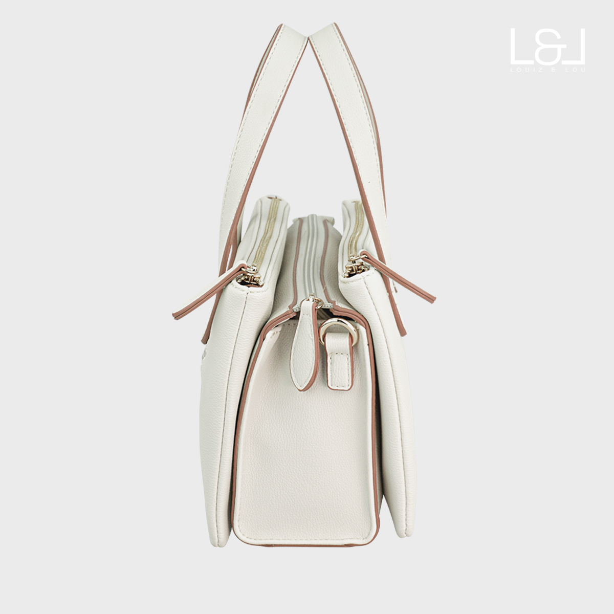 Handtasche Henkeltasche Hommage mit 3-Reißverschlussfächern von Louiz&Lou in beige - 2832-38