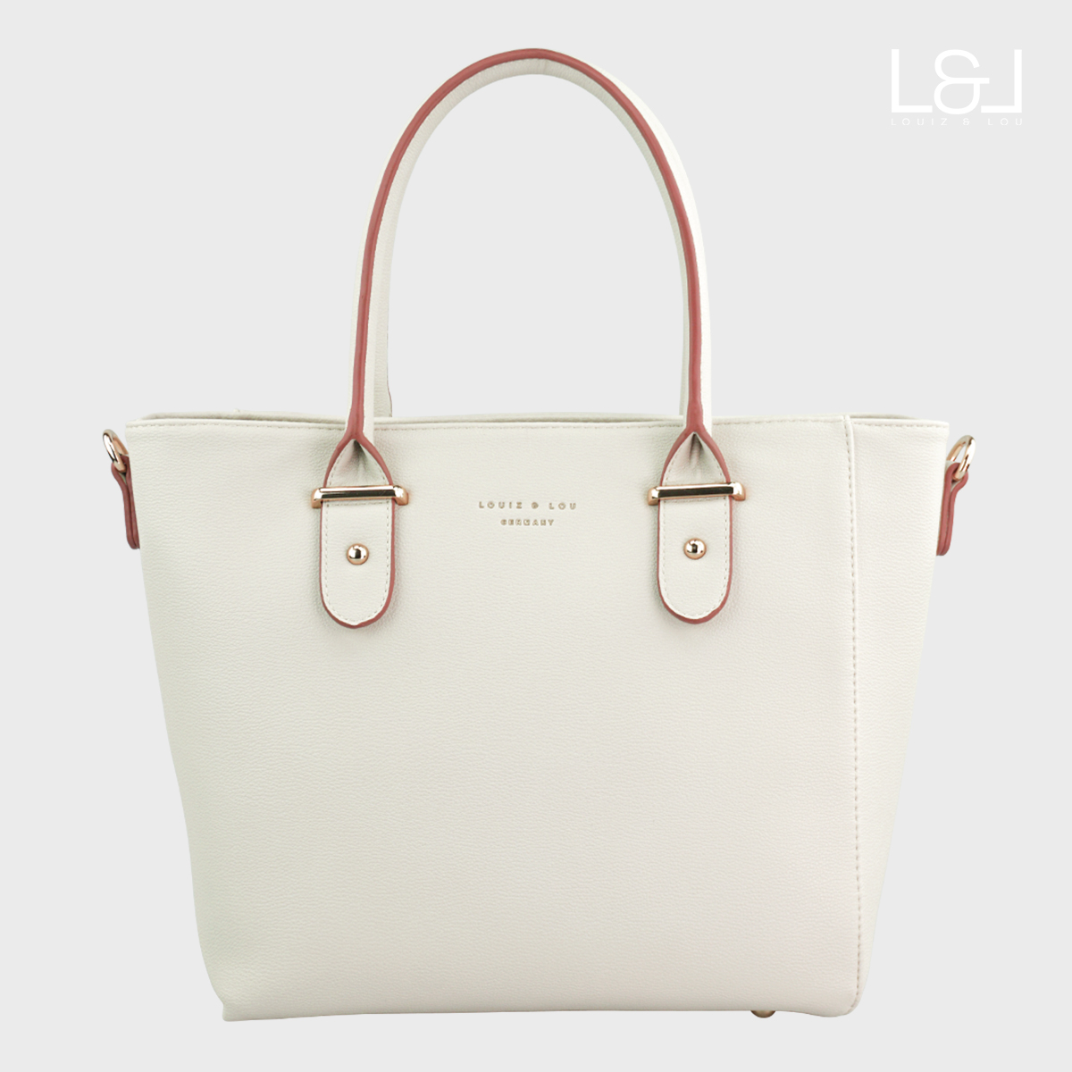 eleganter Shopper Handtasche Hommage von Louiz&Lou mit Reißverschlussmittelwand in beige - 2833-38